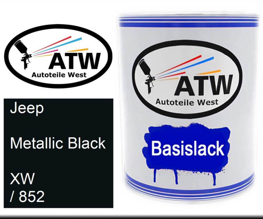 Jeep, Metallic Black, XW / 852: 1L Lackdose, von ATW Autoteile West.